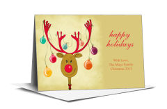 Christmas Happy Rudolph and Ornament Antlers Cards  7.875